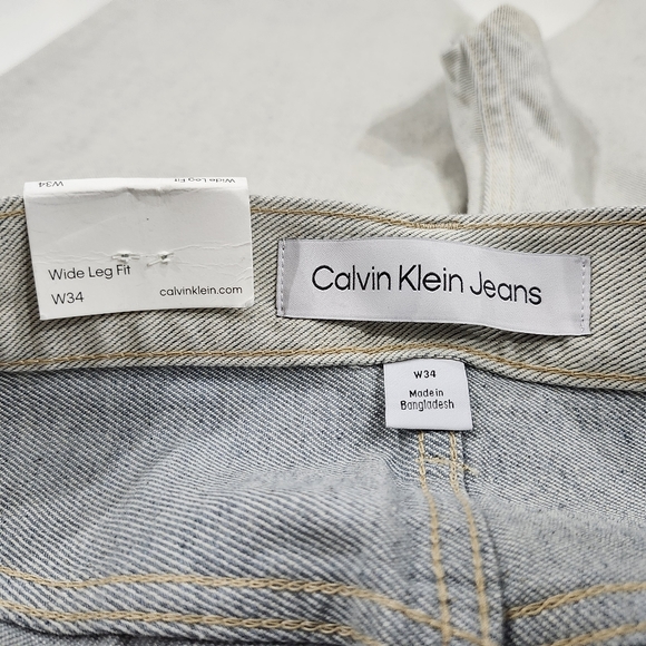 CALVIN KLEIN JEANS TYSON NATURAL RELAXED FIT WIDE LEG GRAY SIZE 34x30 NWT - Picture 3 of 9